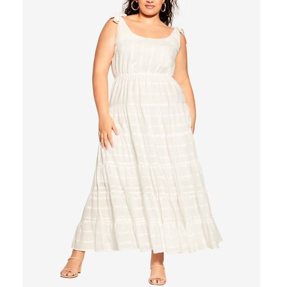 NWT City Chic Dobby Love Maxi Dress - Ivory White XL = 22 = 3X